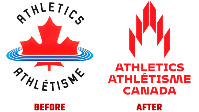 Athletics Canada Prima e Dopo Logo (storia)