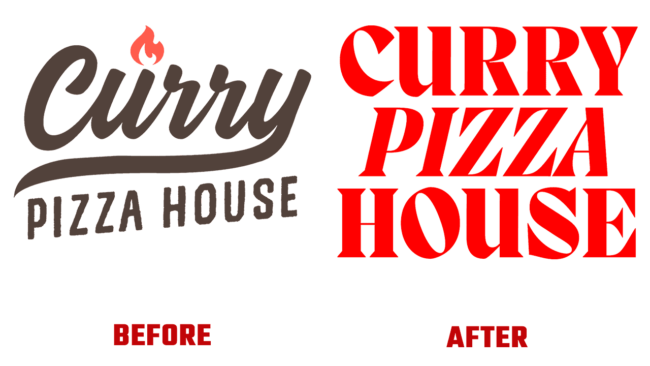 Curry Pizza House Prima e Dopo Logo (storia)