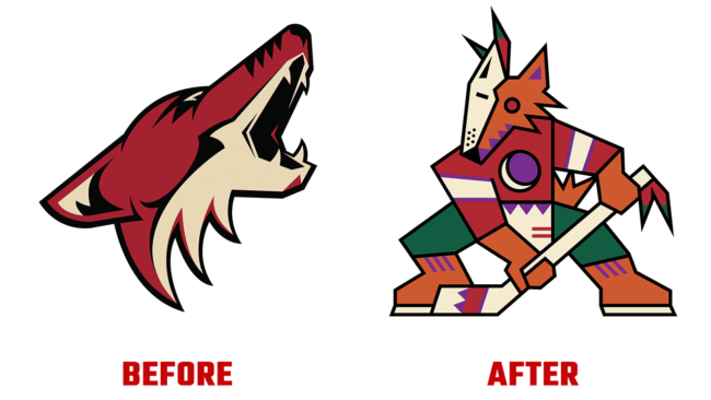 Arizona Coyotes Prima e Dopo Logo (storia)