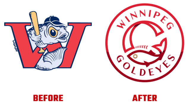 Winnipeg Goldeyes Prima e Dopo Logo (storia)