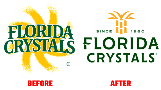 Florida Crystals Sugar Prima e Dopo Logo (storia)