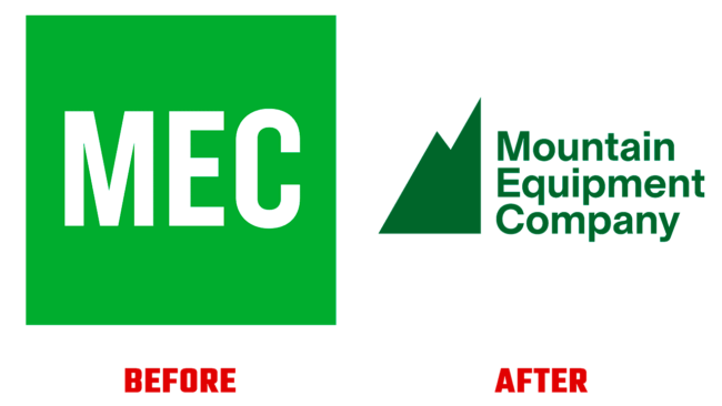 Mountain Equipment Company (MEC) Prima e Dopo Logo
