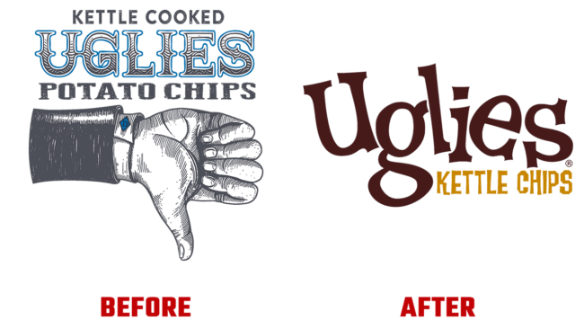 Uglies Kettle Chips Prima e Dopo Logo (storia)