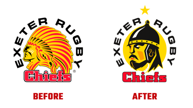 Exeter Chiefs Prima e Dopo Logo (storia)