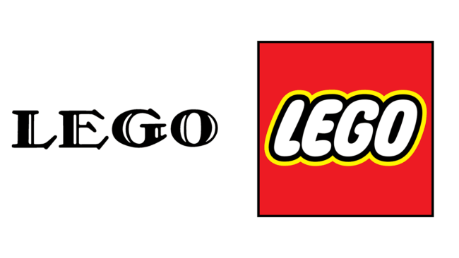 LEGO loghi aziendali allora e oggi