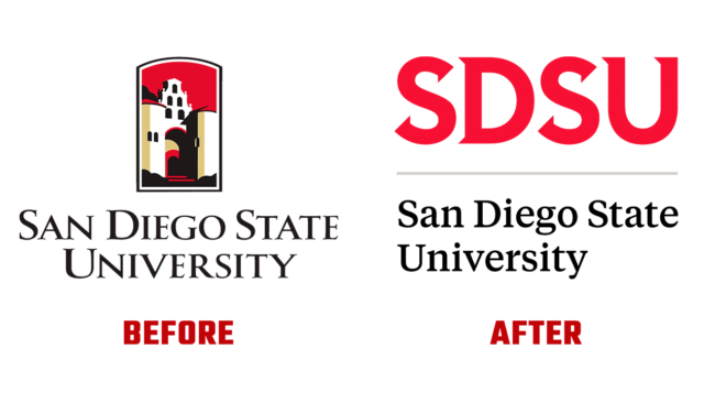 San Diego State University Prima e Dopo Logo (Storia)